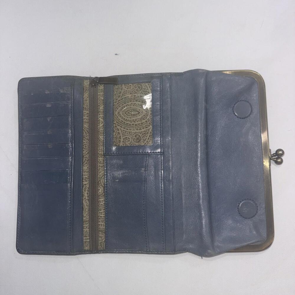 Vintage Y2K Hobo Embossed Leather Teal Carry All Clutch Equestrian Rachel Wallet - Picture 2 of 15